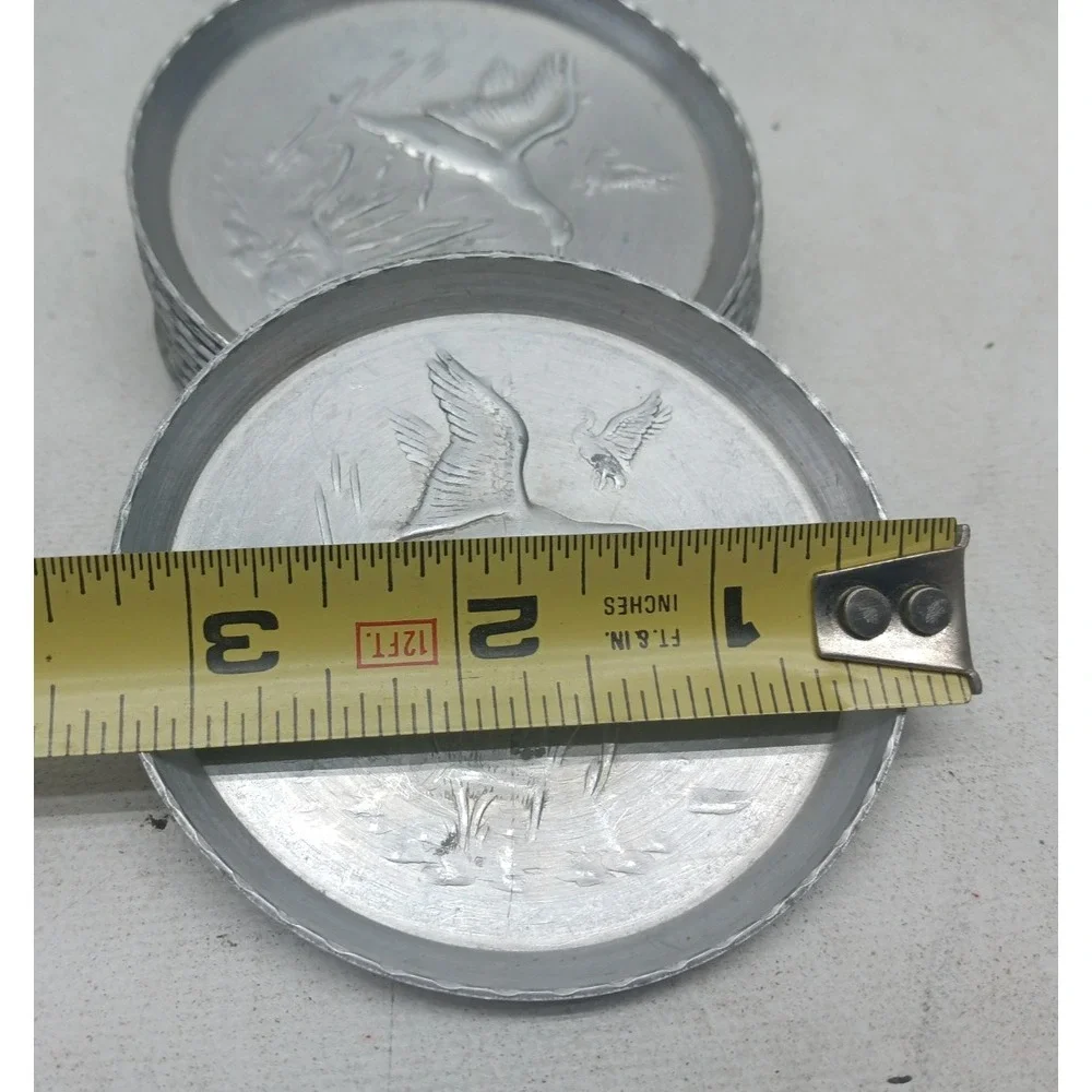 Vintage Mid Century Hammered Aluminum Embossed 3